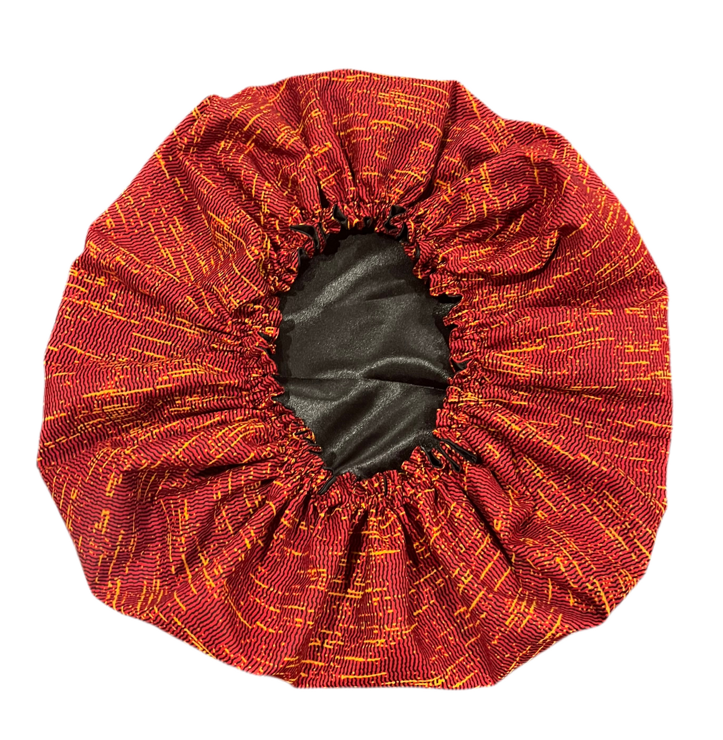 Red/Gold Kente Satin Bonnet