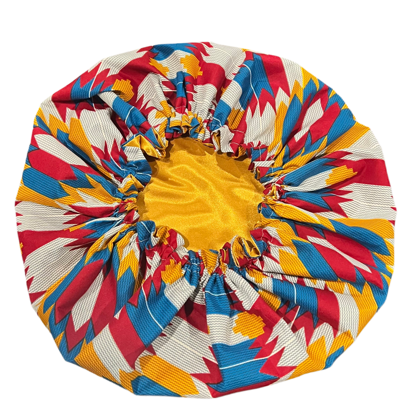 Blue/Gold Kente Satin Bonnet