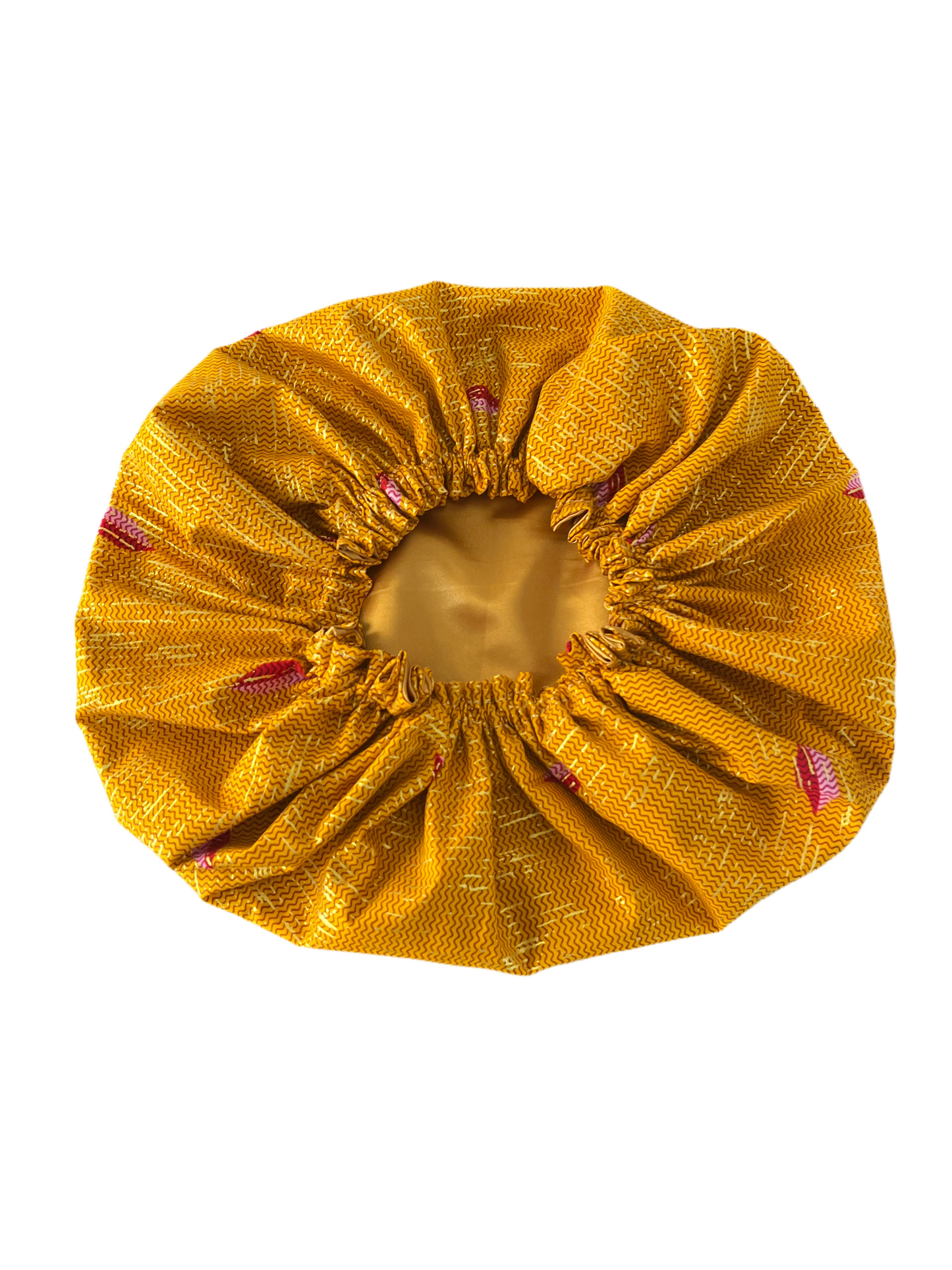 Orange/Gold Ankara Satin Bonnet
