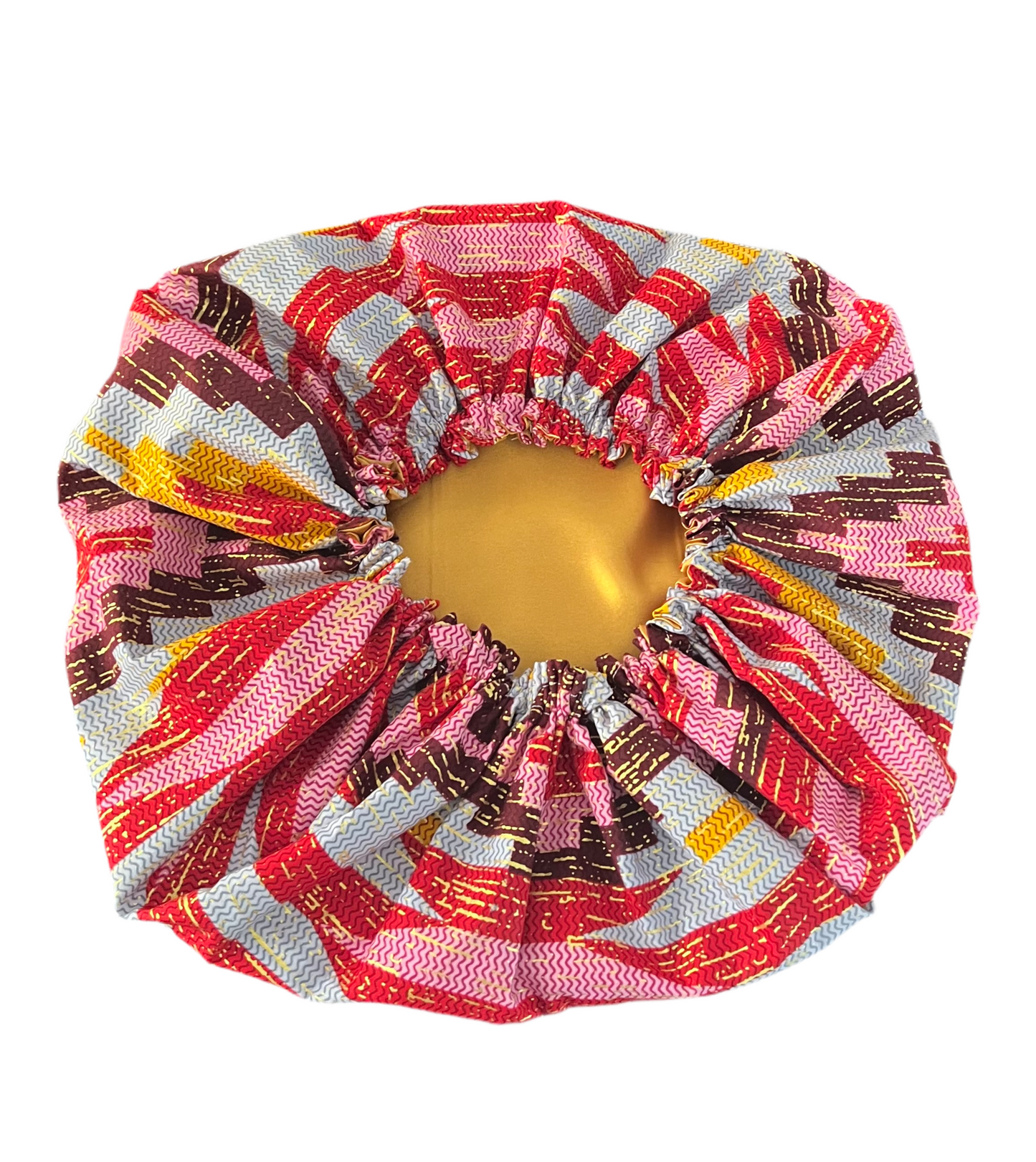 Pink/Gold Kente Satin Bonnet