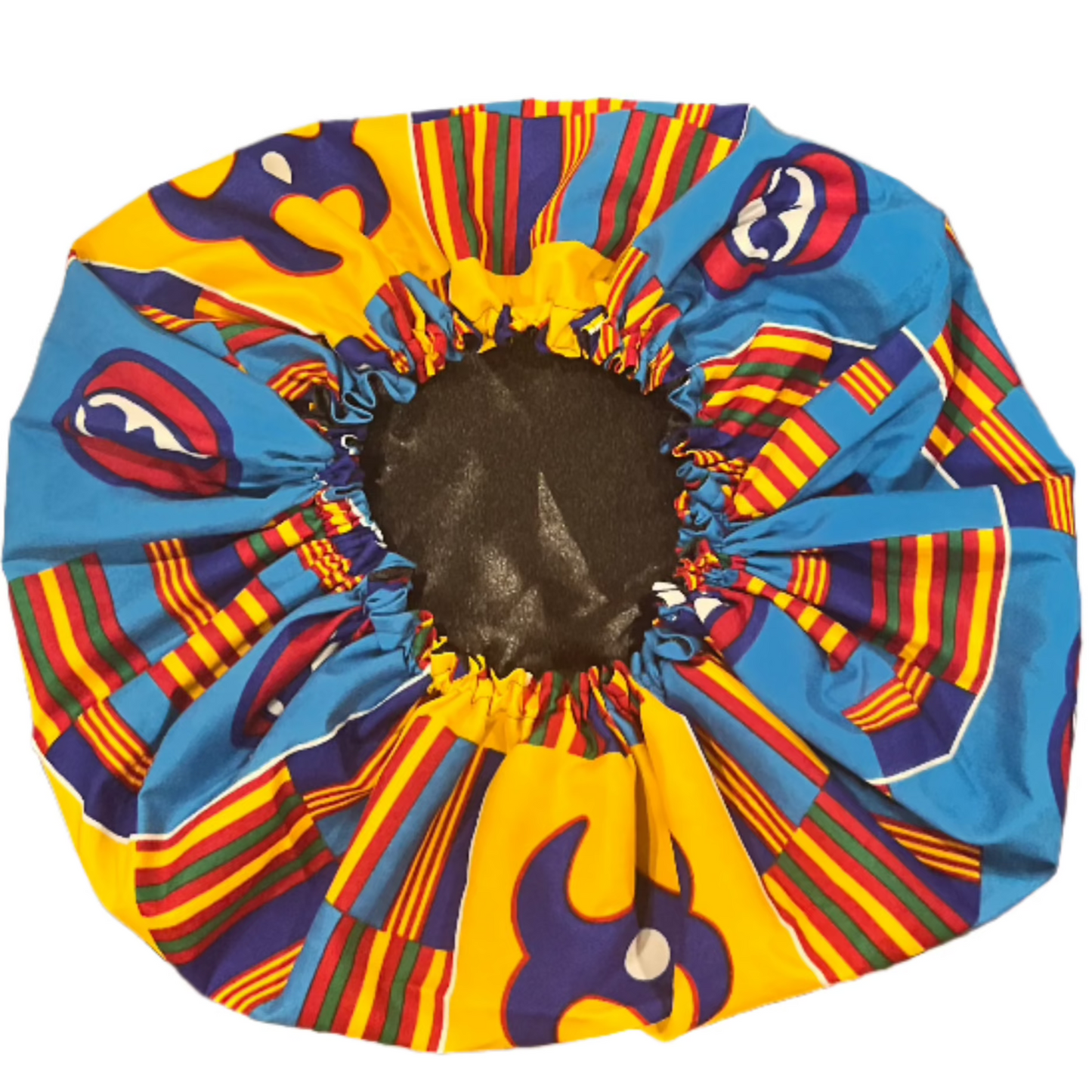 Yellow/Blue Striped Kente Bonnet