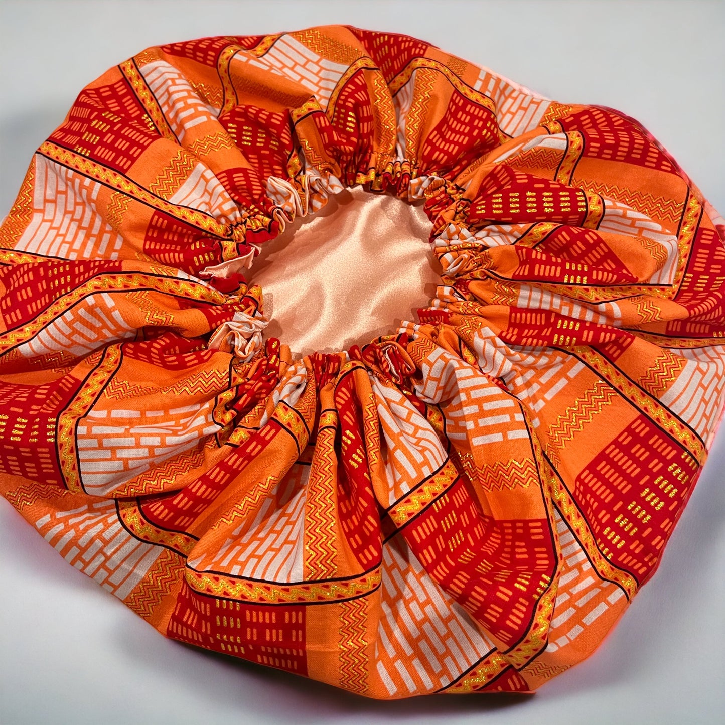 Orange Kente Bonnet