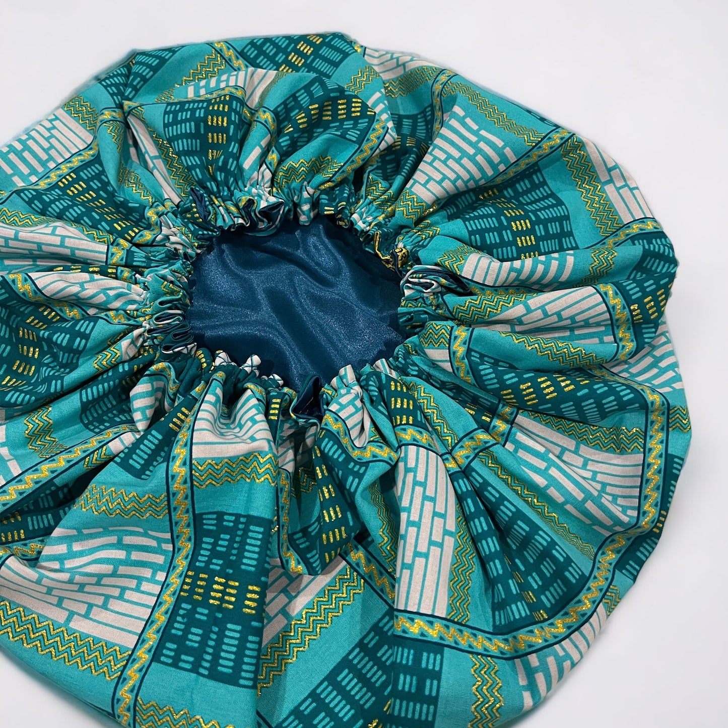 Teal Kente Bonnet